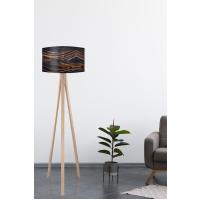 Keskin Desen Baskılı Lambader / Naturel Ayaklı