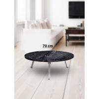Yer Sofrası 70 Cm Yuvarlak Siyah Mermer Renk