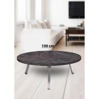Yer Sofrası 100 Cm Yuvarlak Kahve Mermer Renk
