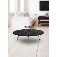 Yer Sofrası 80 Cm Yuvarlak Koyu Siyah Mermer Renk