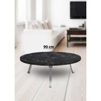 Yer Sofrası 90 Cm Yuvarlak Koyu Siyah Mermer Renk