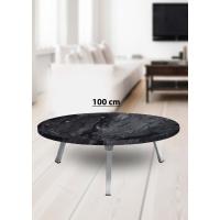 Yer Sofrası 100 Cm Yuvarlak Siyah Mermer Renk ,
