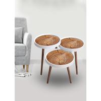 Yuvarlak Retro Ahşap Ayaklı Sehpa Beyaz 116