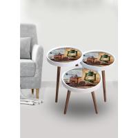 Yuvarlak Retro Ahşap Ayaklı Sehpa Beyaz 122