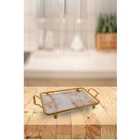 Sunum Tepsi Ebruli Gold&beyaz Mermer Bb