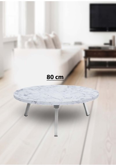 Yer Sofrası 80 Cm Yuvarlak Beyaz Mermer Renk