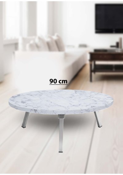 Yer Sofrası 90 Cm Yuvarlak Beyaz Mermer Renk