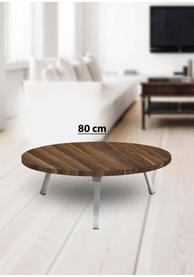 Yer Sofrası 80 Cm Yuvarlak Ceviz Renk