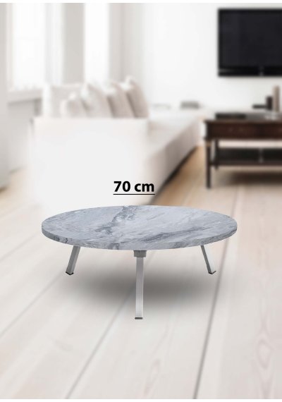 Yer Sofrası 70 Cm Yuvarlak Gri Mermer Renk