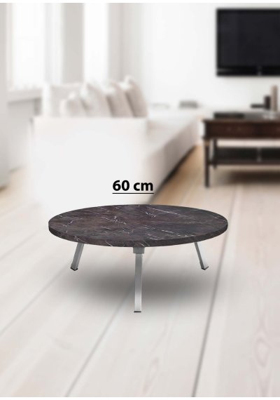 Yer Sofrası 60 Cm Yuvarlak Kahve Mermer Renk