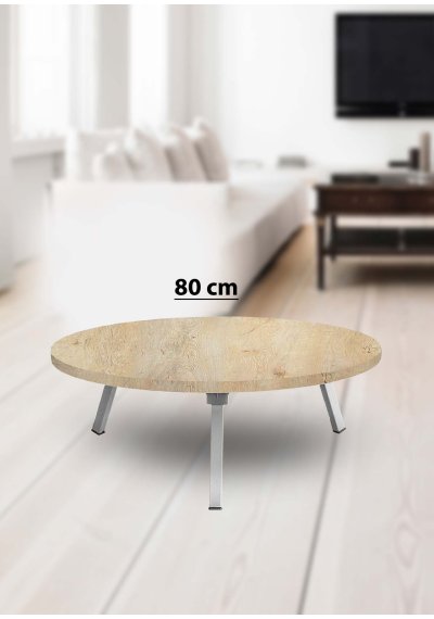 Yer Sofrası 80 Cm Yuvarlak Meşe Renk