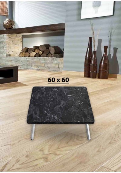 Yer Sofrası 60*60 Cm Kare Koyu Siyah Mermer Renk