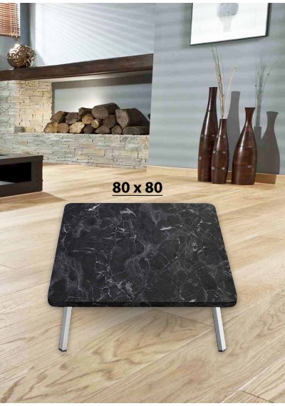 Yer Sofrası 80*80 Cm Kare Koyu Siyah Mermer Renk