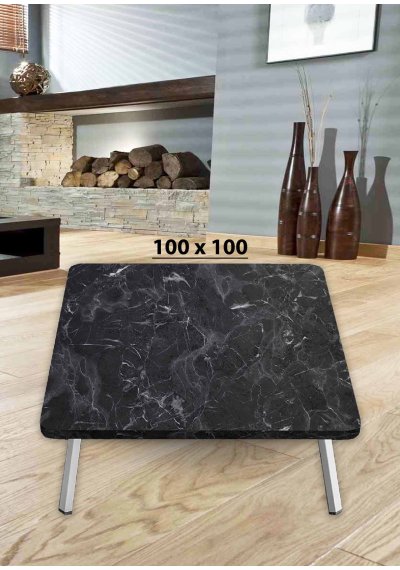 Yer Sofrası 100*100 Cm Kare Koyu Siyah Mermer Renk