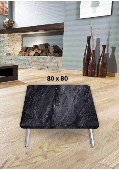 Yer Sofrası 80*80 Cm Kare Siyah Mermer Renk