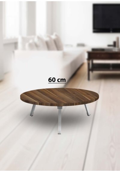 Yer Sofrası 60 Cm Yuvarlak Ceviz Renk