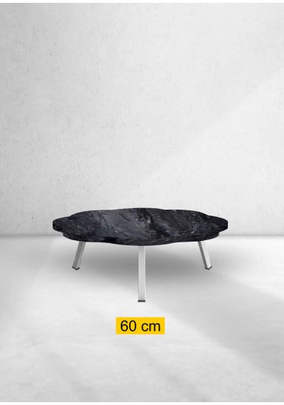 Yer Sofrası 60 Cm Papatya Siyah Mermer Renk